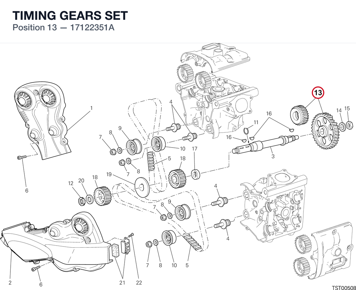 TIMING GEARS SET 17122351A diagram position