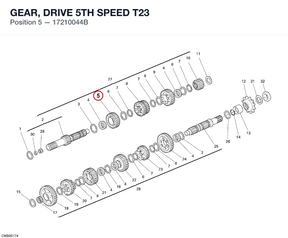 GEAR, DRIVE 5TH SPEED T23 17210044B diagram position