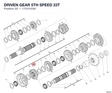 DRIVEN GEAR 5TH SPEED 23T 17210103A diagram position