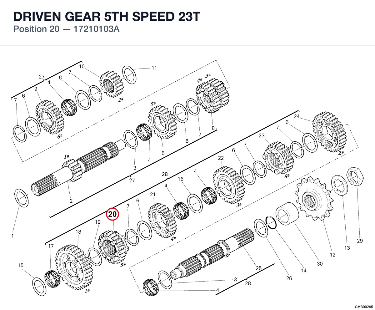 DRIVEN GEAR 5TH SPEED 23T 17210103A diagram position