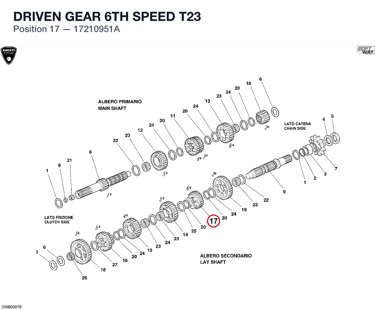 DRIVEN GEAR 6TH SPEED T23