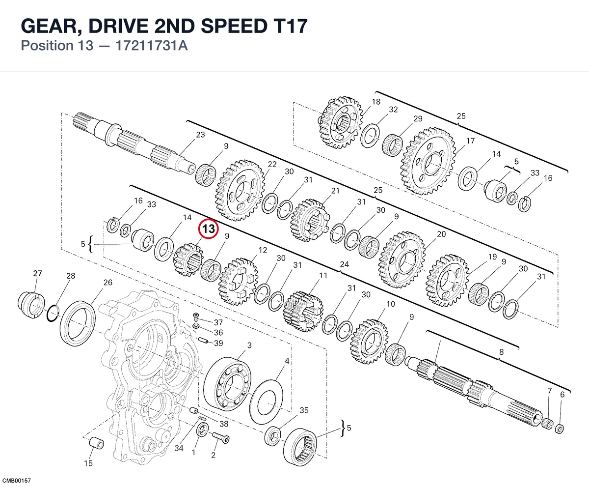GEAR, DRIVE 2ND SPEED T17 17211731A diagram position