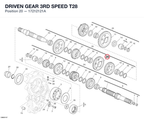 DRIVEN GEAR 3RD SPEED T28 17212121A diagram position