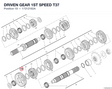 DRIVEN GEAR 1ST SPEED T37 17212182A diagram position