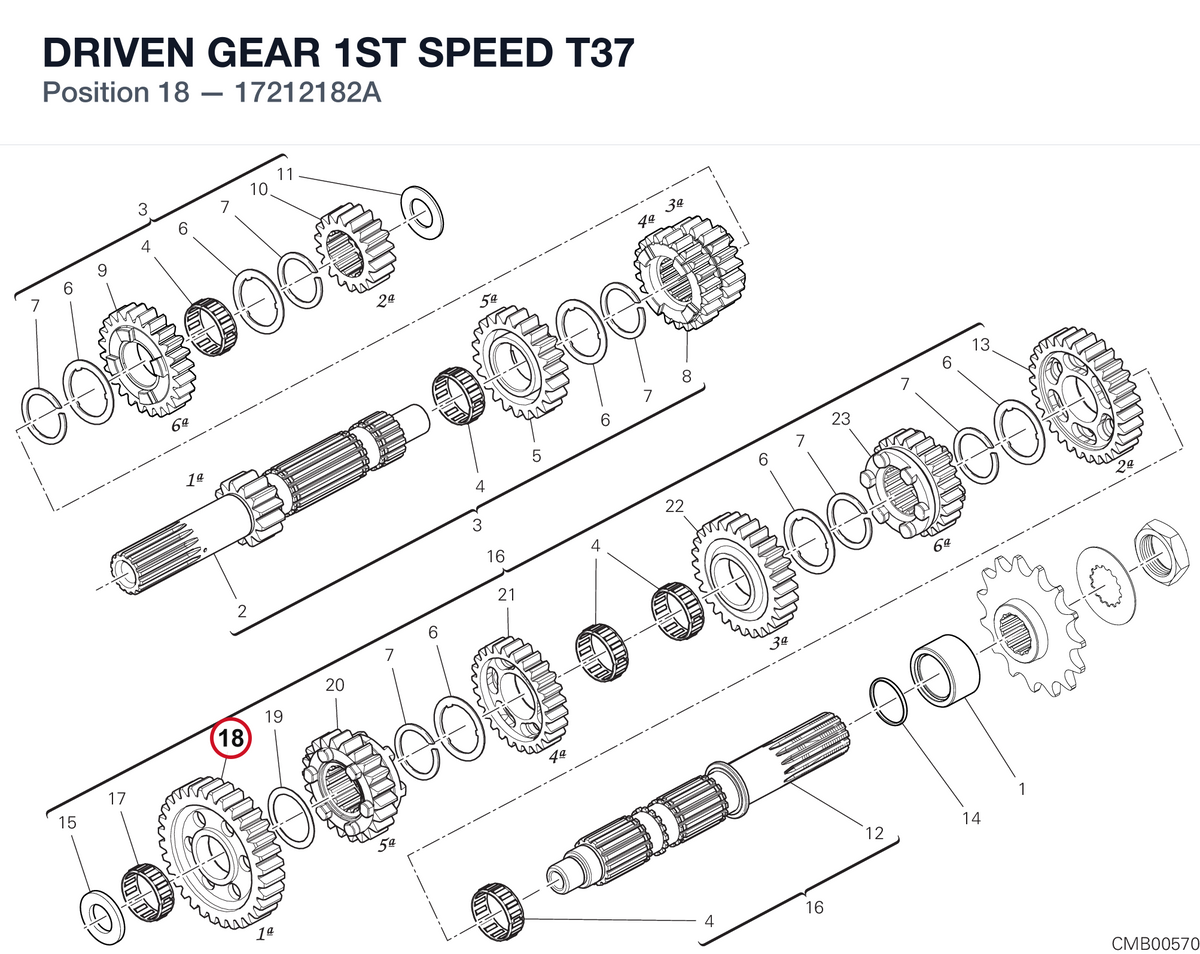 DRIVEN GEAR 1ST SPEED T37 17212182A diagram position