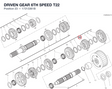 DRIVEN GEAR 6TH SPEED T22 17213361B diagram position