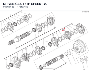 DRIVEN GEAR 6TH SPEED T22 17213361B diagram position