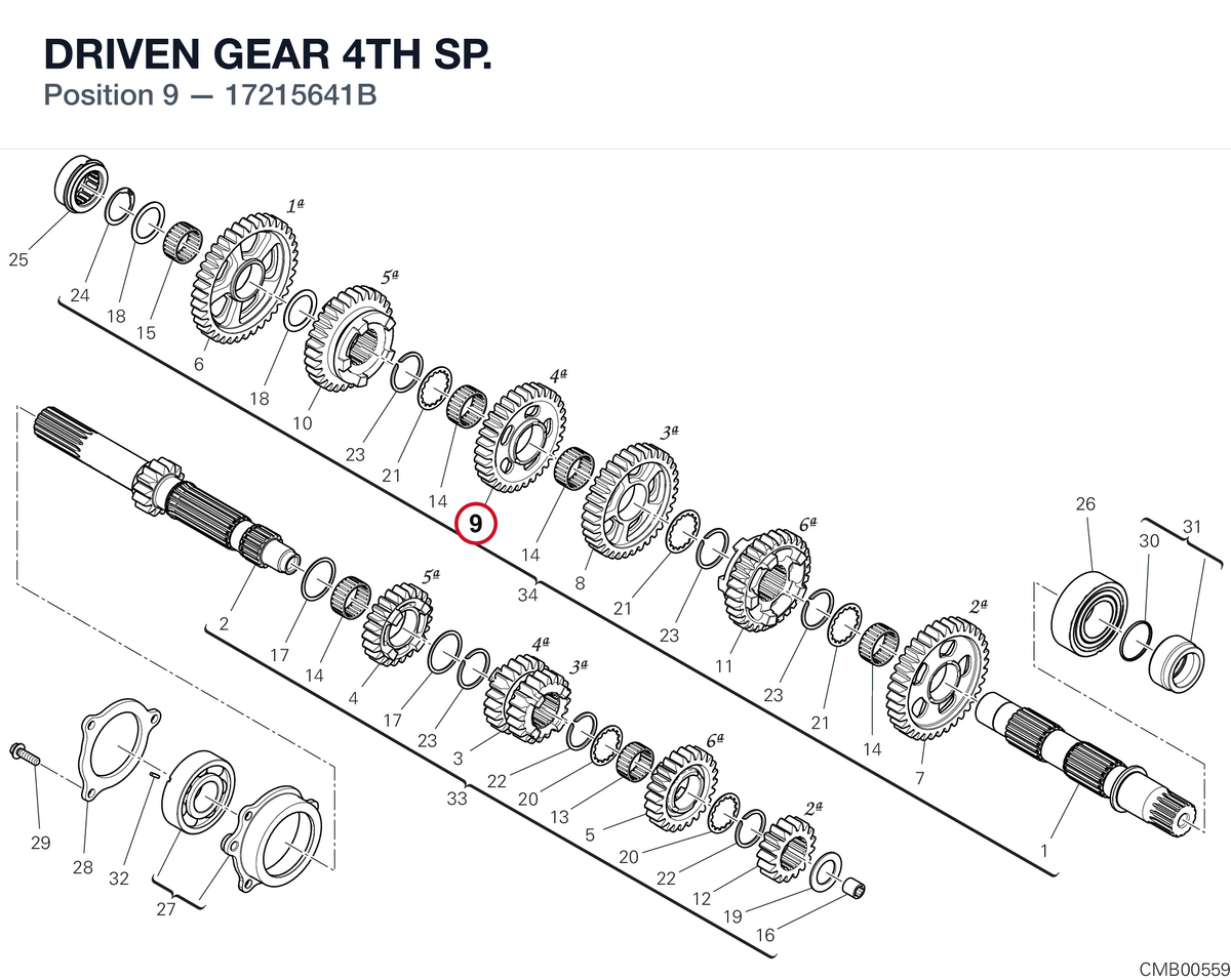 DRIVEN GEAR 4TH SP. 17215641B diagram position