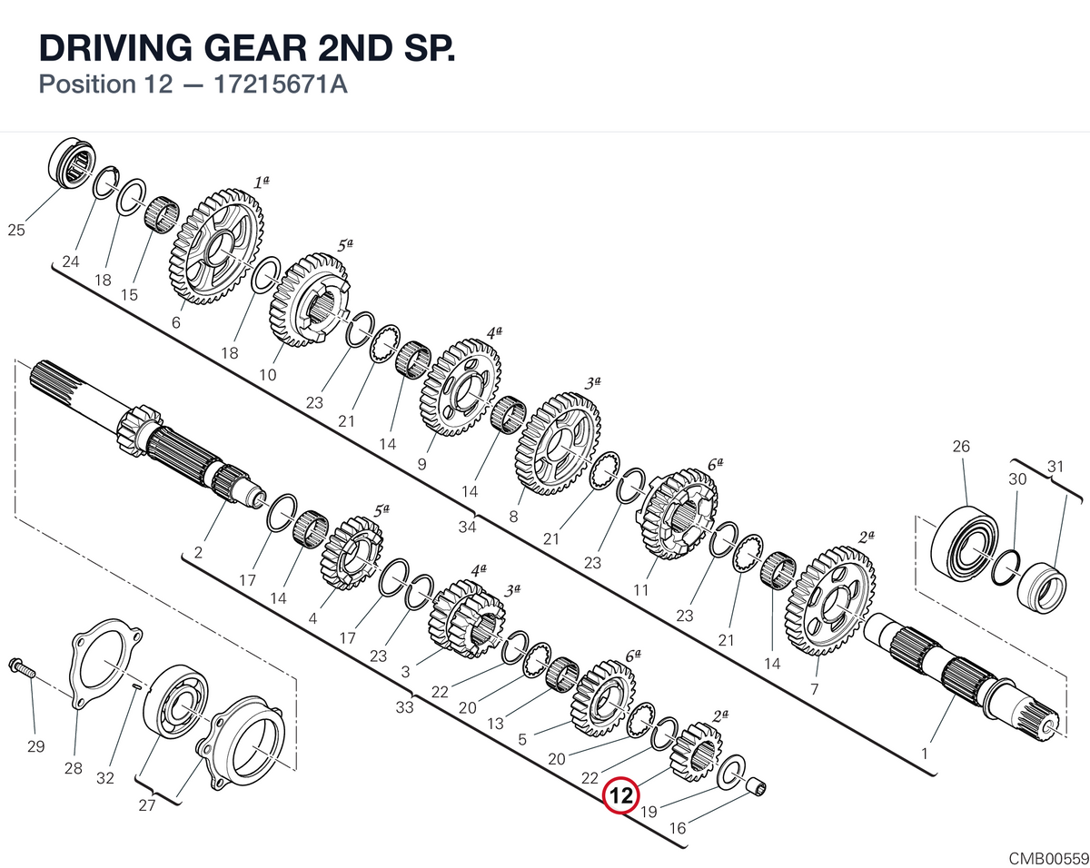 DRIVING GEAR 2ND SP. 17215671A diagram position