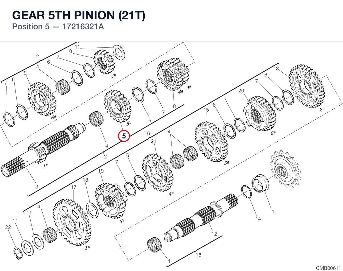 GEAR 5TH PINION (21T) 17216321A diagram position