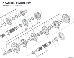 GEAR 5TH PINION (21T) 17216321A diagram position