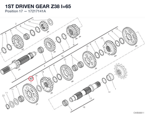 1ST DRIVEN GEAR Z38 I=65 17217141A diagram position