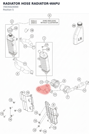 Diagram preview: RADIATOR HOSE RADIATOR-WAPU (70035024000)