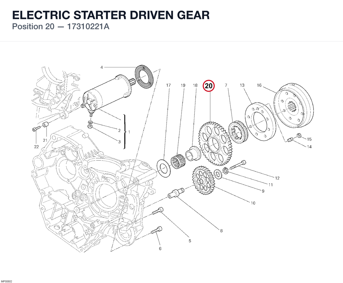 ELECTRIC STARTER DRIVEN GEAR 17310221A diagram position