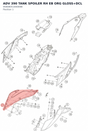 Diagram preview: ADV 390 TANK SPOILER RH EB ORG GLOSS+DCL (95808051000EBB)