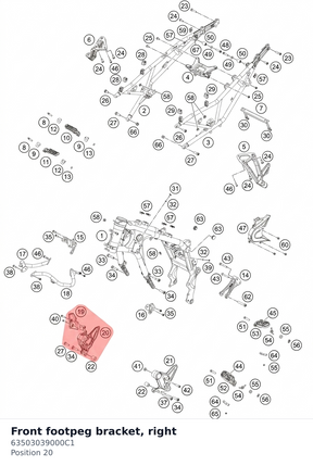 Diagram preview: Front footpeg bracket, right (63503039000C1)