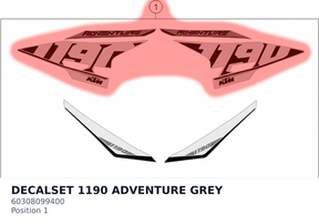 Diagram preview: DECALSET 1190 ADVENTURE GREY (60308099400)