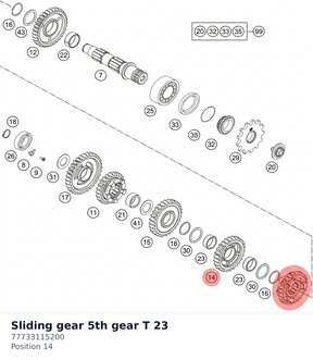 Diagram preview: Sliding gear 5th gear T 23 (77733115200)