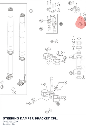 Diagram preview: STEERING DAMPER BRACKET CPL. (76403001079)