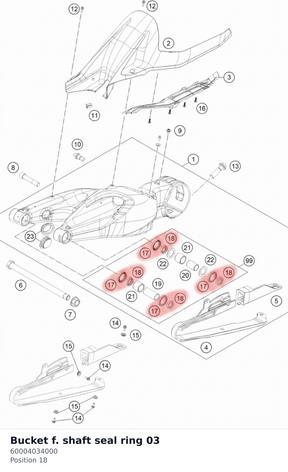 Diagram preview: Bucket f. shaft seal ring 03 (60004034000)