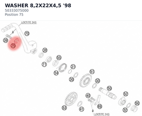 Diagram preview: WASHER 8,2X22X4,5 '98 (50333075000)