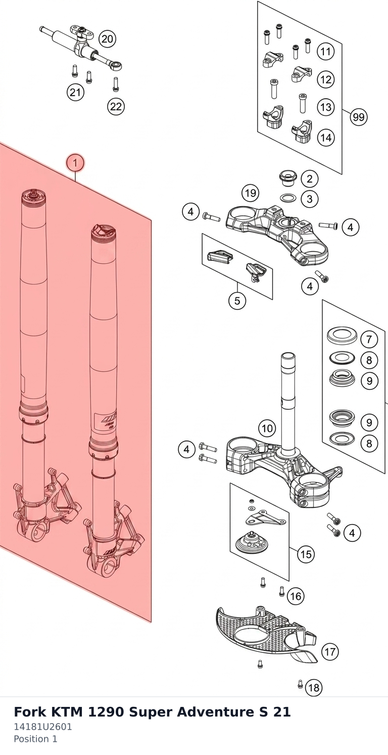 Diagram preview: Fork KTM 1290 Super Adventure S 21 (14181U2601)