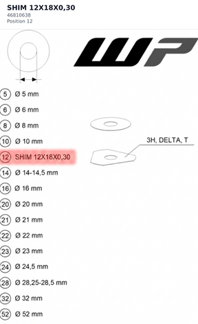 Diagram preview: SHIM 12X18X0,30 (46810638)