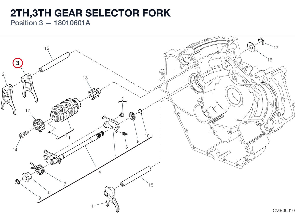 2TH,3TH GEAR SELECTOR FORK 18010601A diagram position