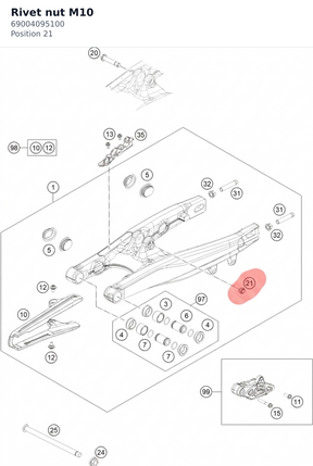 Diagram preview: Rivet nut M10 (69004095100)
