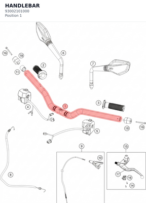 Diagram preview: HANDLEBAR (93002101000)