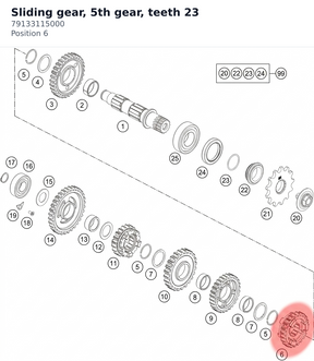 Diagram preview: Sliding gear, 5th gear, teeth 23 (79133115000)