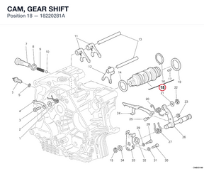 CAM, GEAR SHIFT 18220281A diagram position