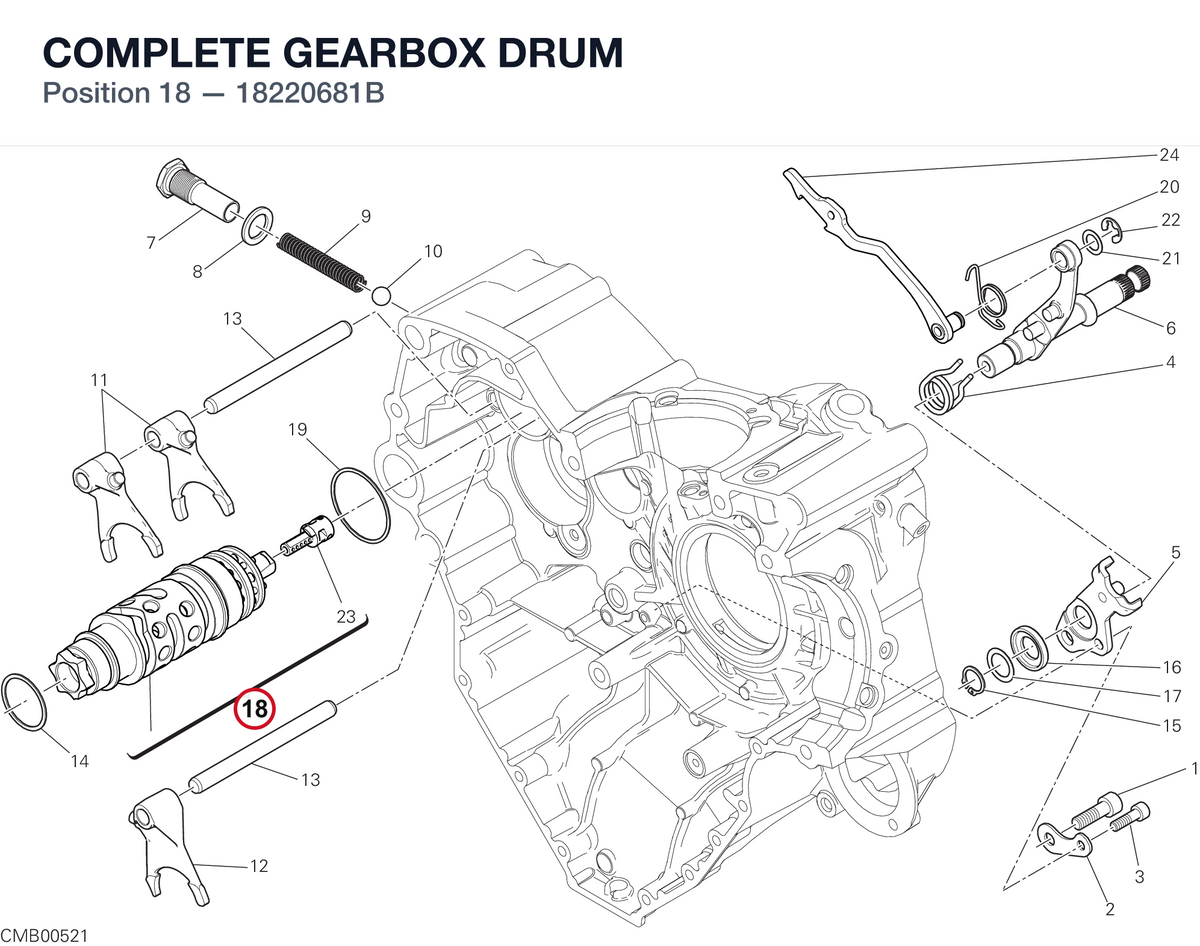 COMPLETE GEARBOX DRUM 18220681B diagram position