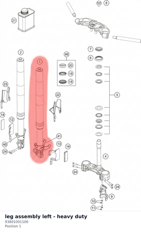 Diagram preview: leg assembly left - heavy duty (93801001100)