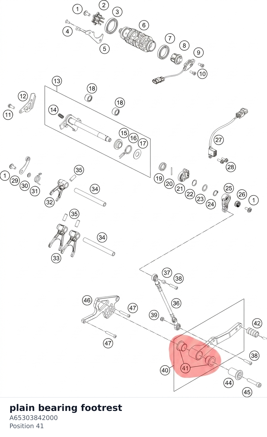 Diagram preview: plain bearing footrest (A65303842000)