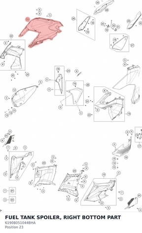 Diagram preview: FUEL TANK SPOILER, RIGHT BOTTOM PART (61908051044BHA)