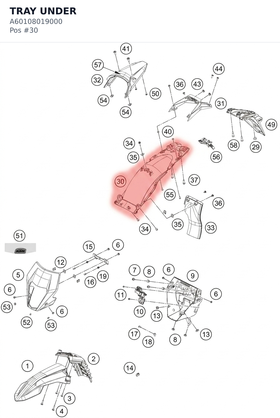 Diagram preview: TRAY UNDER (A60108019000)