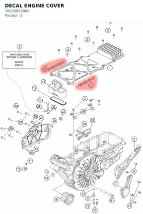 Diagram preview: DECAL ENGINE COVER (70045099000)