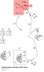 Diagram preview: Hand brake cylinder with lever (93513001100)