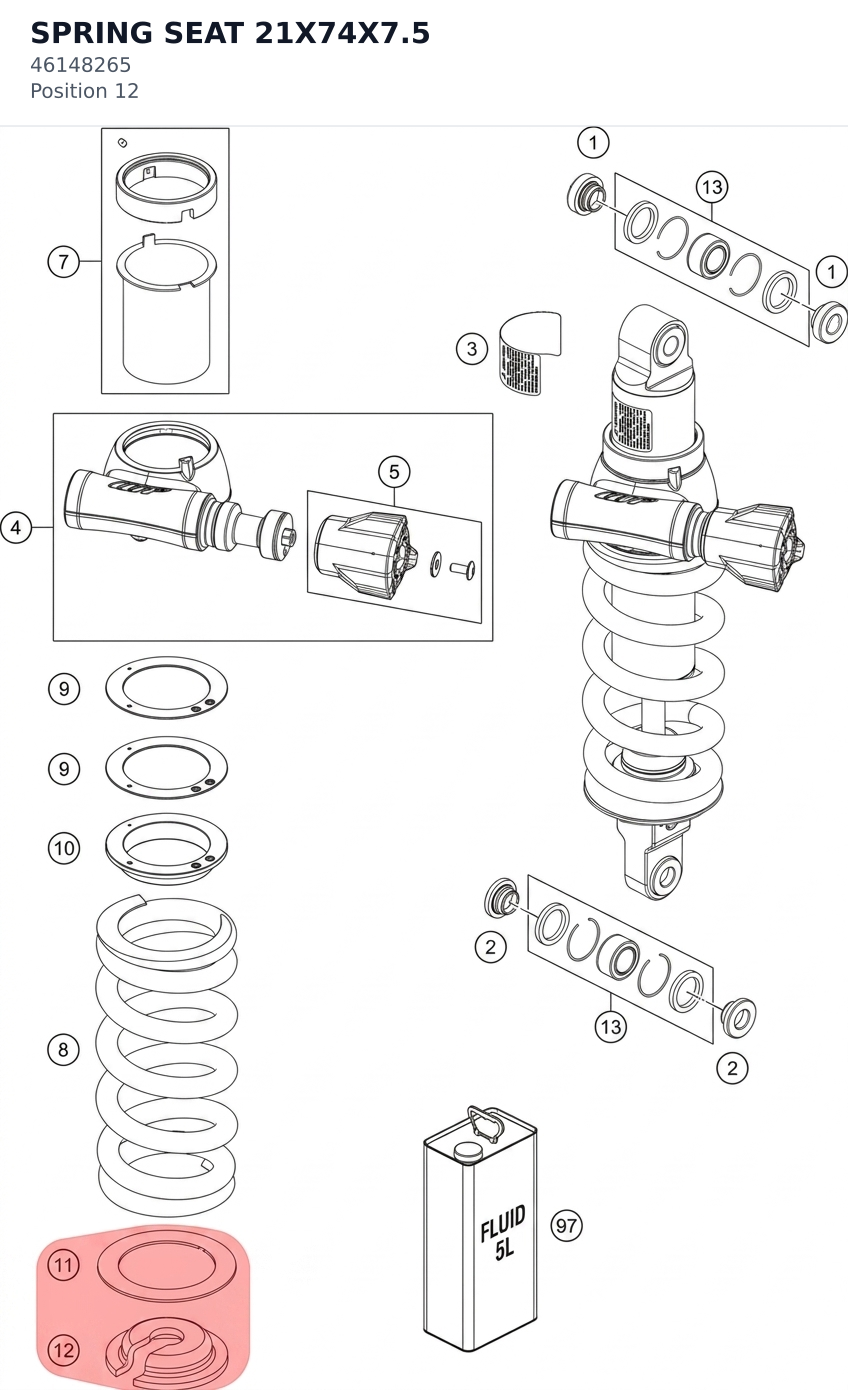 Diagram preview: SPRING SEAT 21X74X7.5 (46148265)