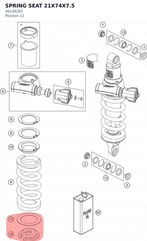 Diagram preview: SPRING SEAT 21X74X7.5 (46148265)