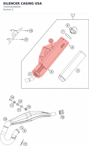 Diagram preview: SILENCER CASING USA (7250518308059)