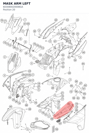 Diagram preview: MASK ARM LEFT (60308002000BGA)