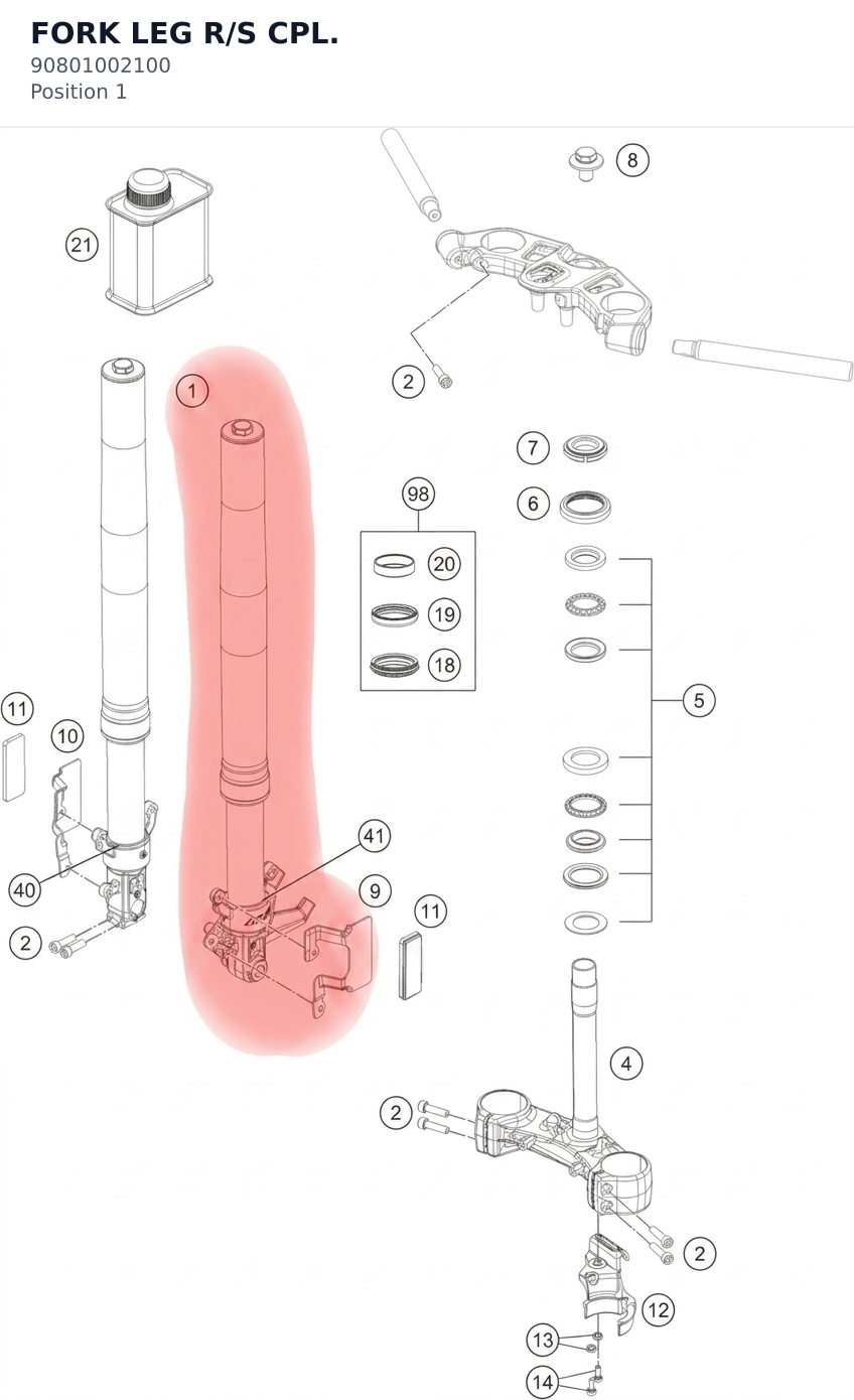 Diagram preview: FORK LEG R/S CPL. (90801002100)