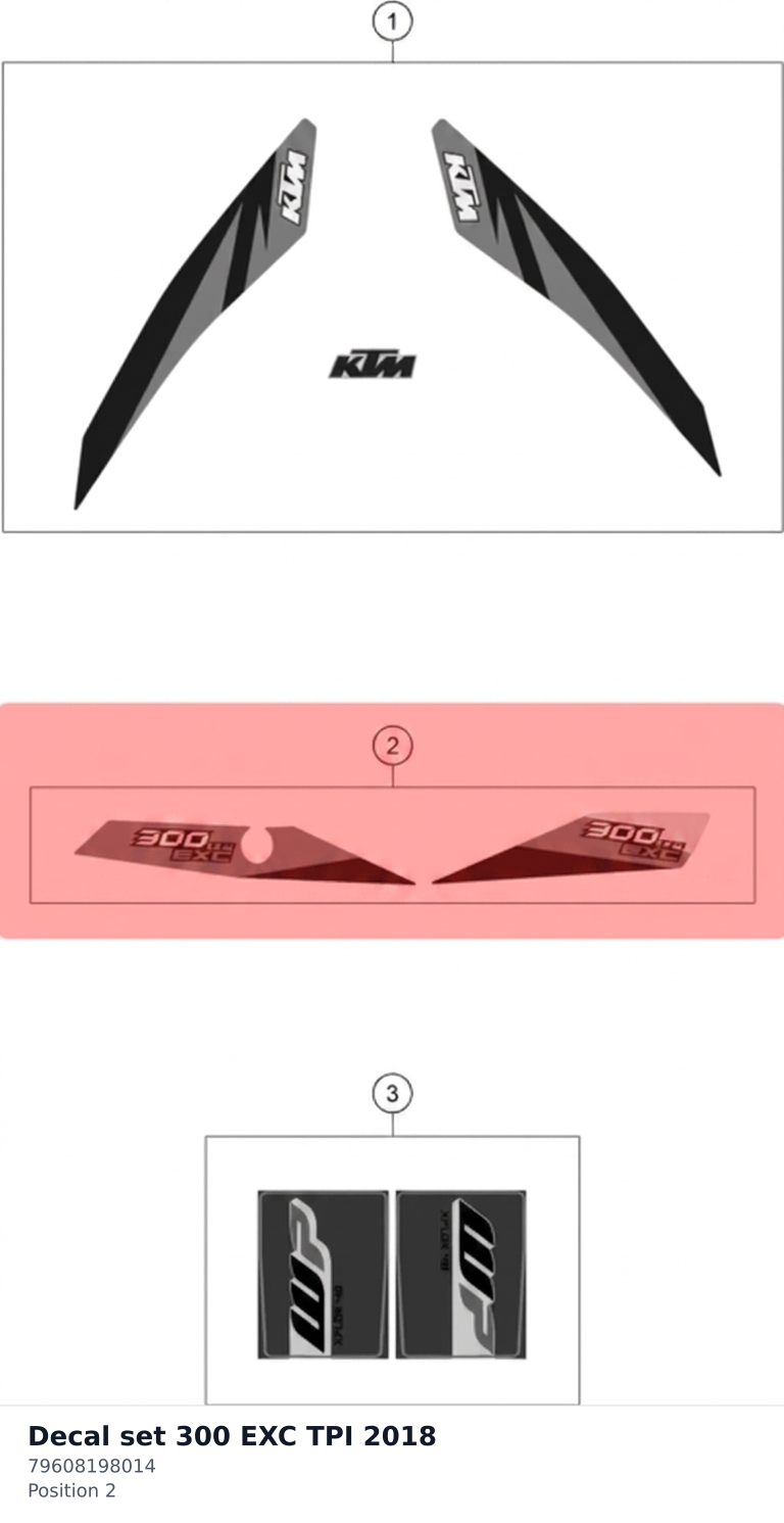 Diagram preview: Decal set 300 EXC TPI 2018 (79608198014)