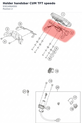 Diagram preview: Holder handsbar CUM TFT speedo (93014064000)