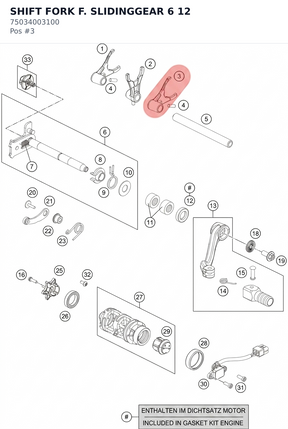 Diagram preview: SHIFT FORK F. SLIDINGGEAR 6 12 (75034003100)