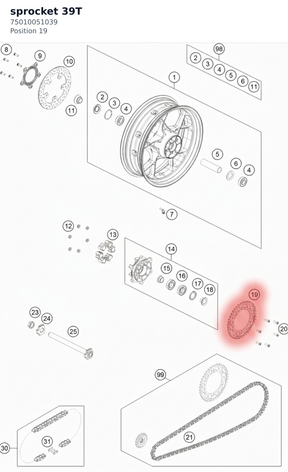 Diagram preview: sprocket 39T (75010051039)