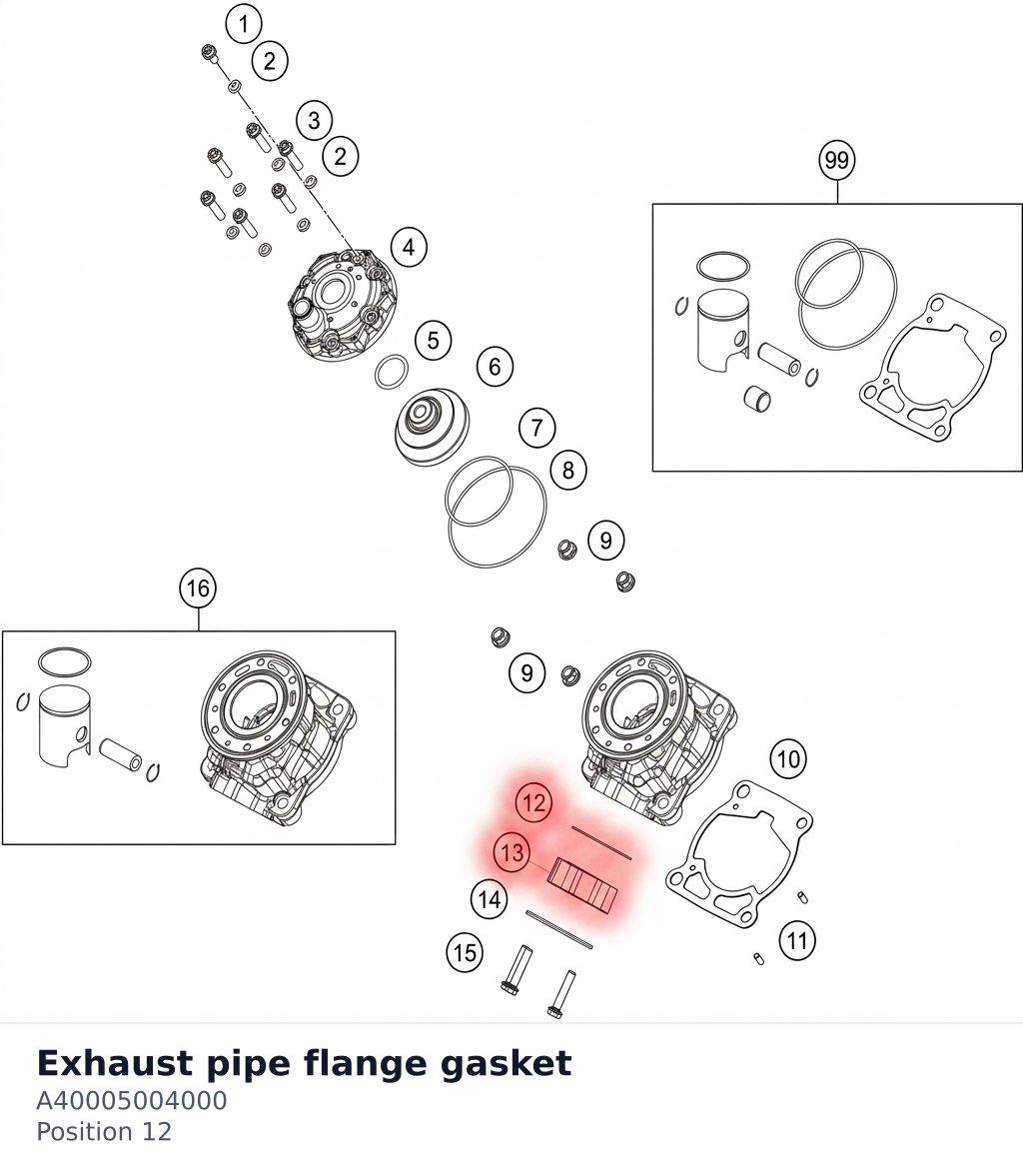 Diagram preview: Exhaust pipe flange gasket (A40005004000)