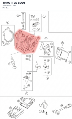 Diagram preview: THROTTLE BODY (A46041001100)